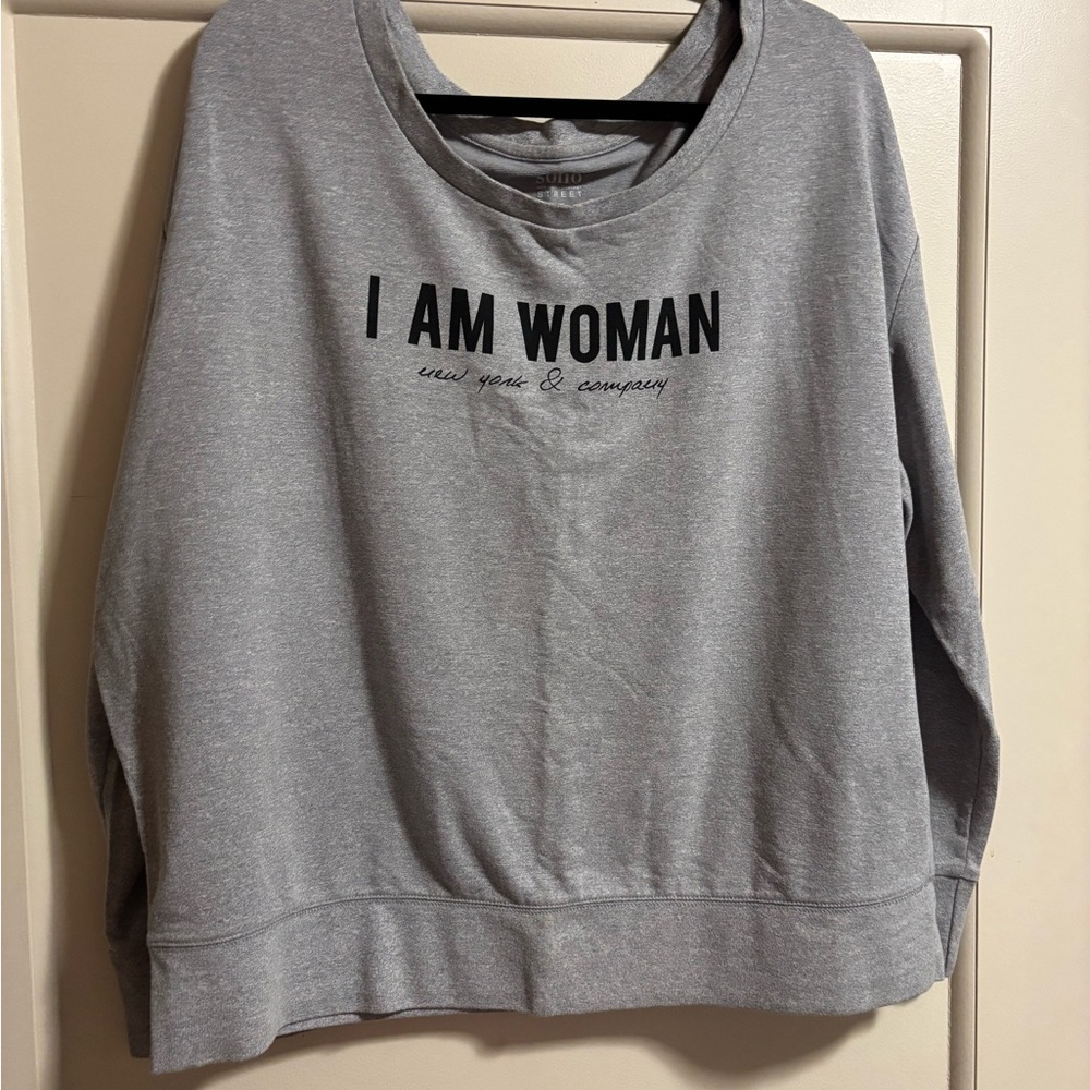 I AM WOMAN Gray Crewneck Sweatshirt - Women Tops